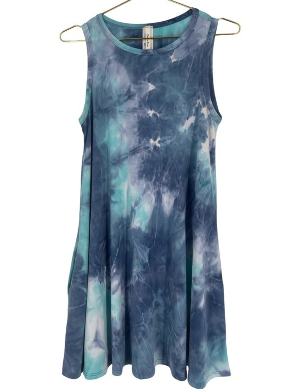 Beeson River Blue and Teal Tie-Dye midi dress with POCKETS!